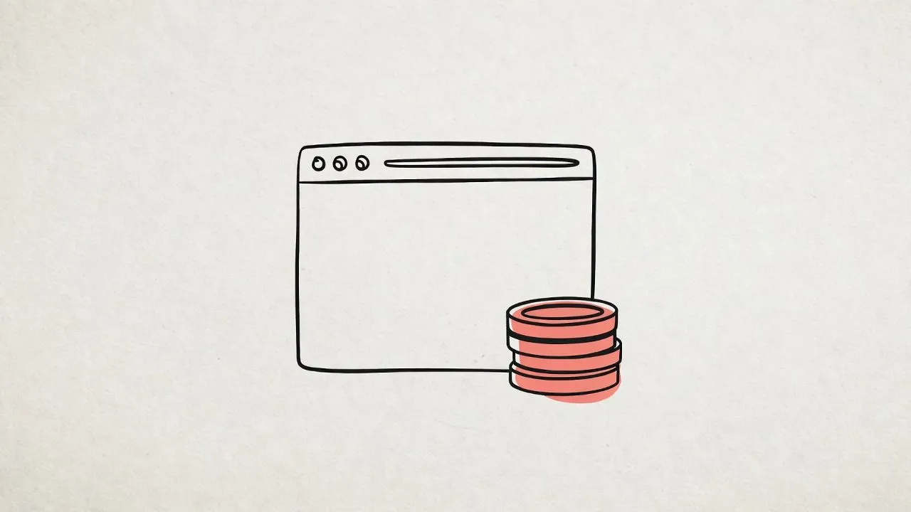 Browser window outline with a stack of coral coins